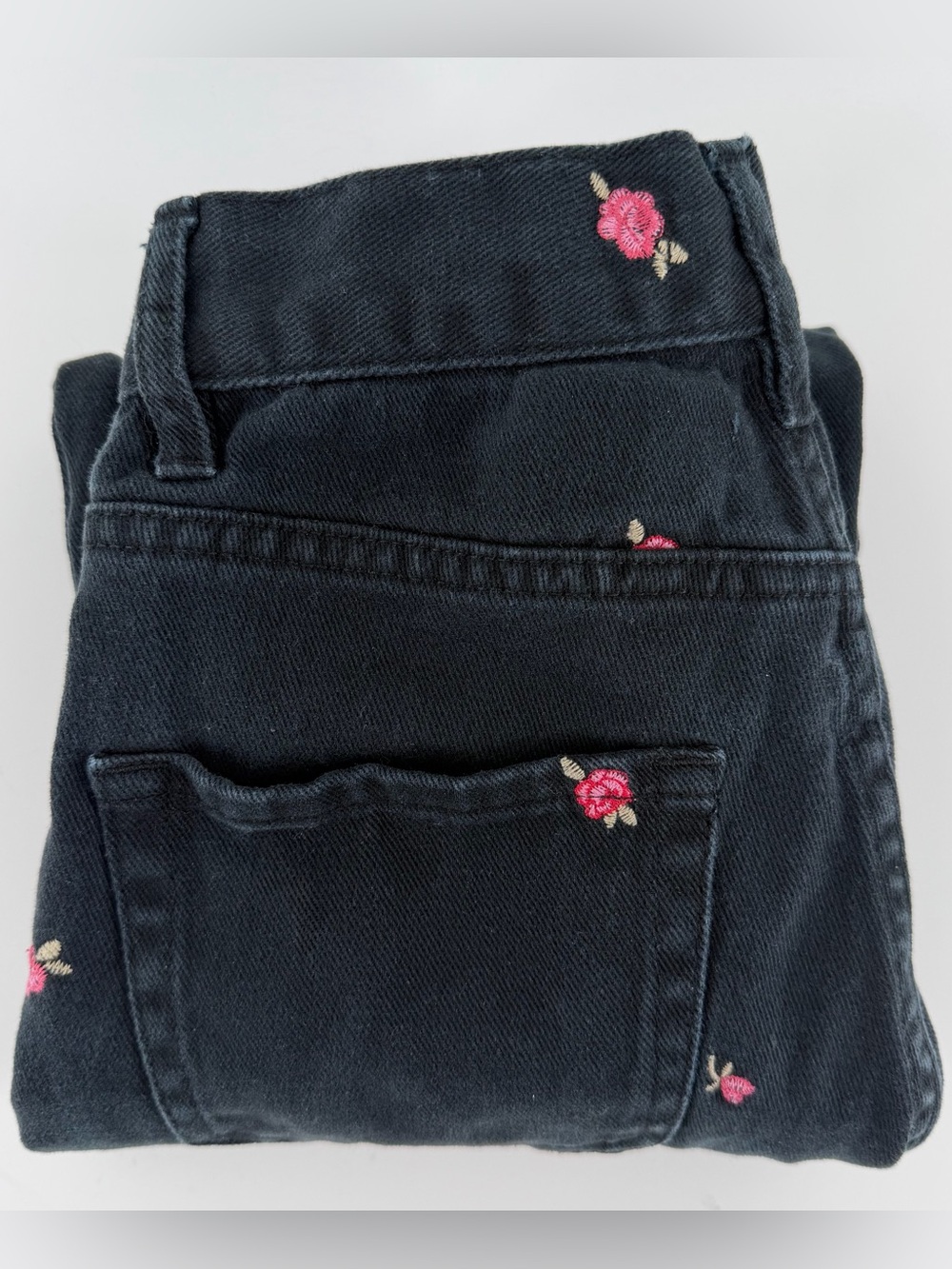 PacSun Rose Embroidered Jeans Girls 12 14 Juniors 00 Women 22 High Rise Black